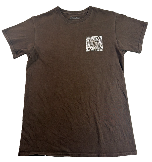 Primitive Skate T Shirt Brown Logo Graphic Mens Small Streetwear Cotton Tee