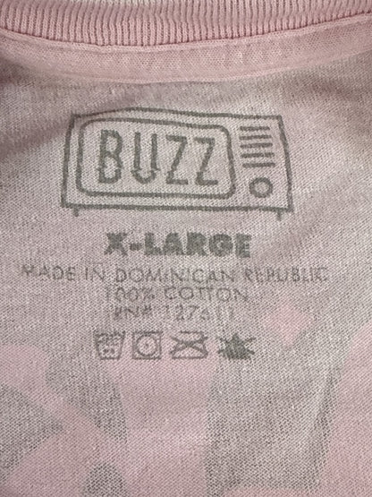 BUZZ Smile Graphic Tee X LARGE Pink 100% Cotton Crewneck Short Sleeve Streetwear