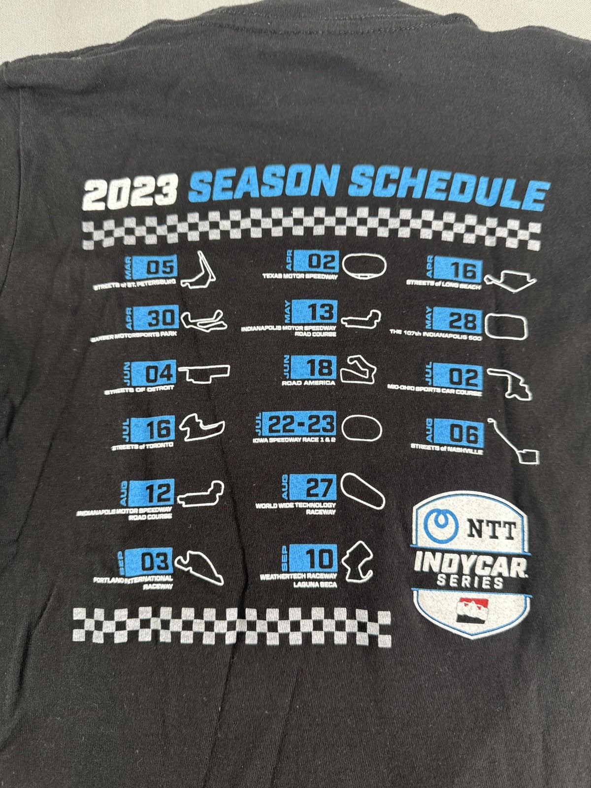 NTT IndyCar Series Shirt Youth Small 2023 Season Schedule Racing Tee Racing