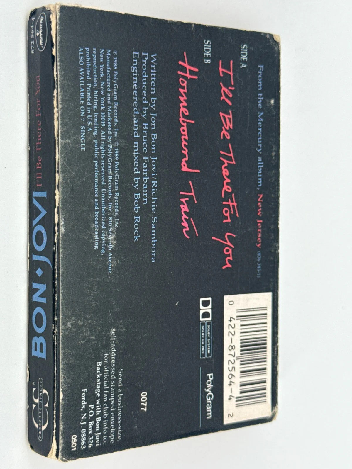 Bon Jovi Cassette Single 1988 I'll Be There for You + Homebound Train PolyGram