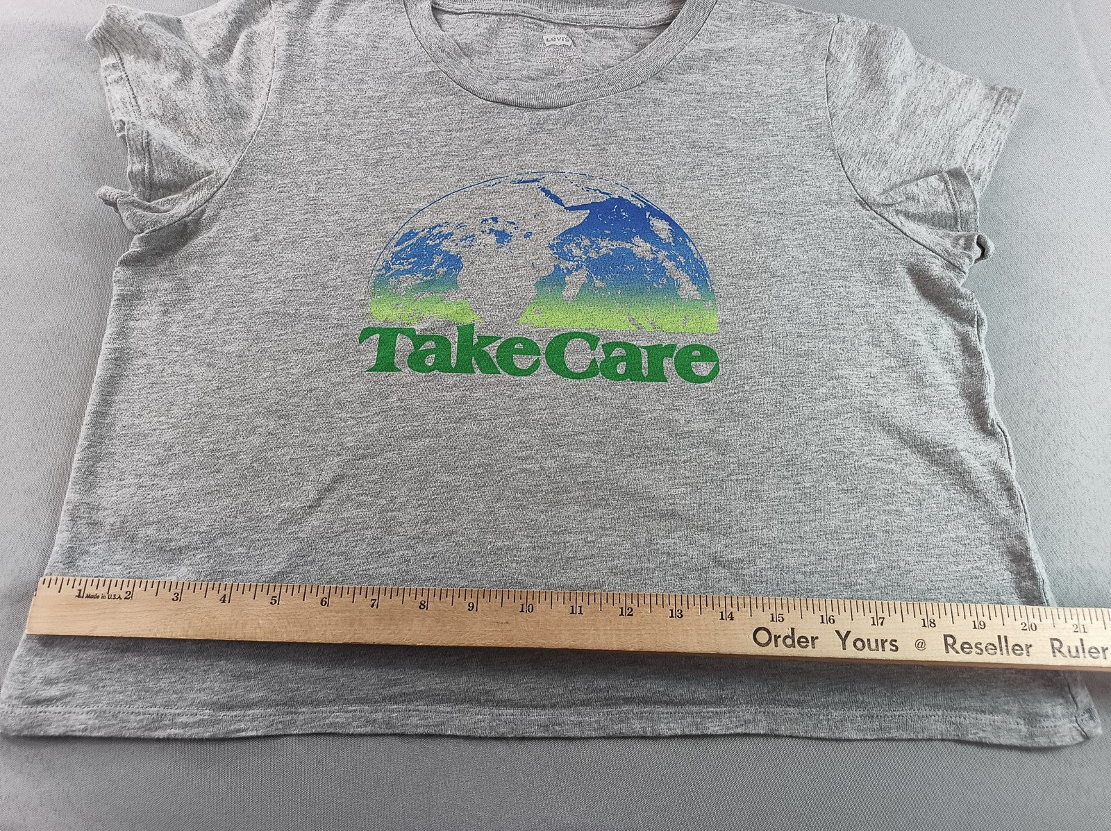 Levi's Earth Environmental Graphic Tee XL Mens Gray Cotton Jersey Crewneck Short