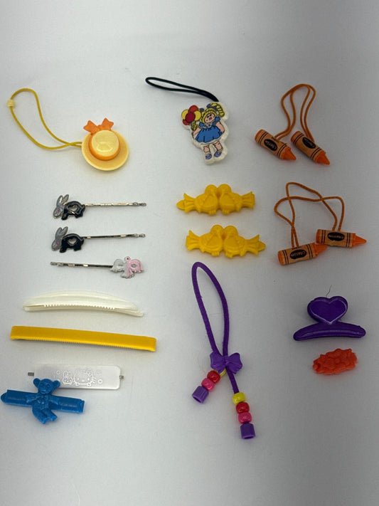 Vintage 1980s Kids Hair Accessories Lot Barrettes Clips Charms Cabbage Patch 20