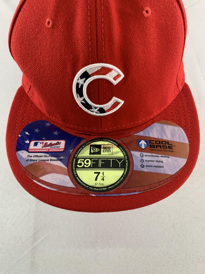 Chicago Cubs Hat Cap Fitted Mens 7 1/4 Red MLB Baseball Stars & Stripes New Era