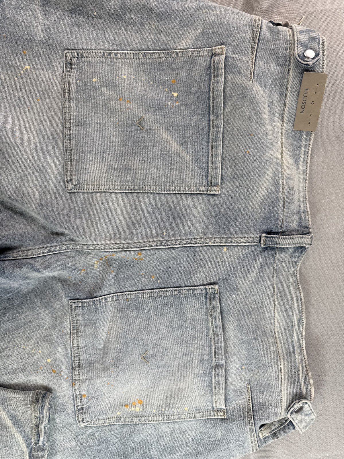 Hudson Cargo Pants Mens 40 Light Wash Denim Vintage Paint Splatter Distressed