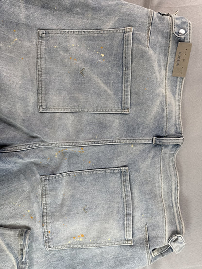 Hudson Cargo Pants Mens 40 Light Wash Denim Vintage Paint Splatter Distressed