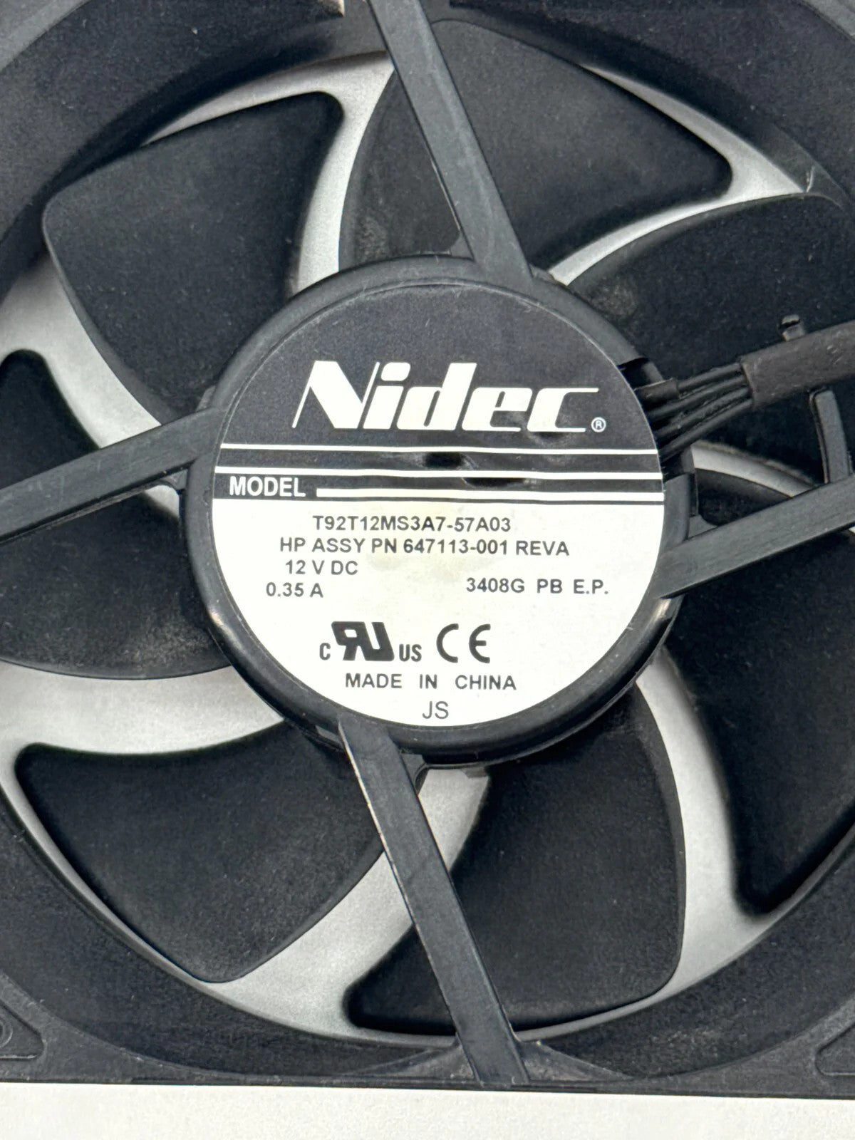 HP Z840 Z820 Nidec CPU Fan 647113-001 T92T12MS3A7 12V 0.35A Loose OEM Unbranded