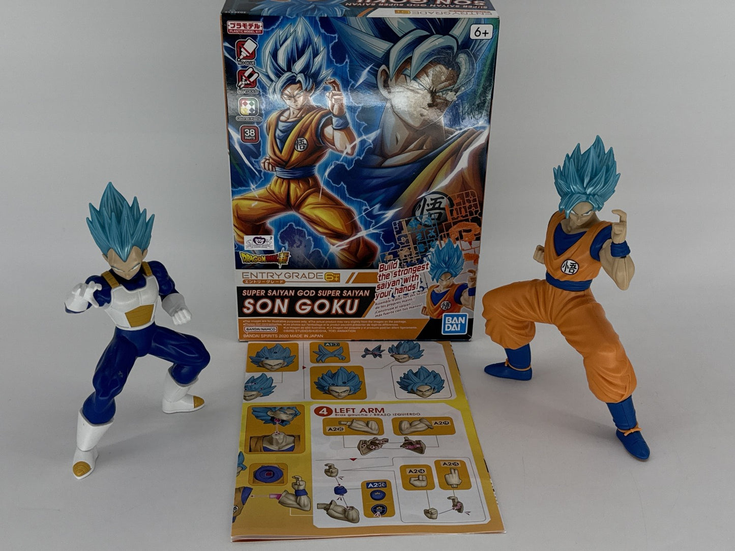 Lot of 2 Dragon Ball Z Super Saiyan God Goku Vegeta Figures Bandai Set New
