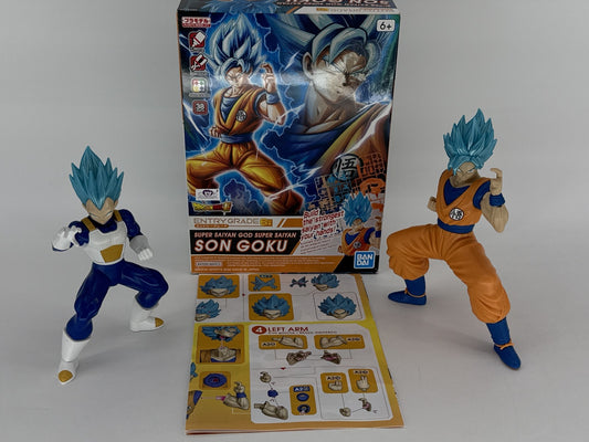 Lot of 2 Dragon Ball Z Super Saiyan God Goku Vegeta Figures Bandai Set New