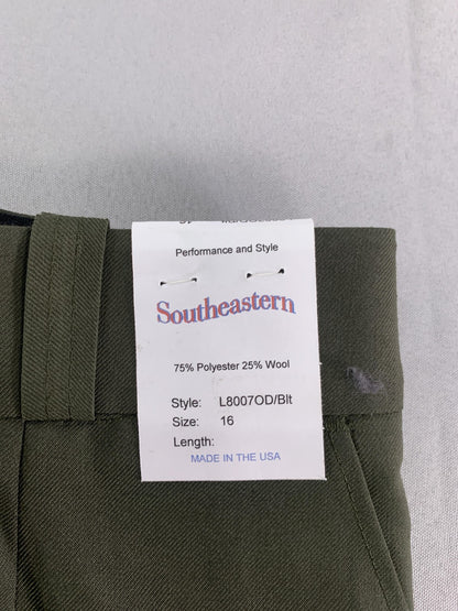 Southeastern Uniform Pants Womens 16 Green Wool Blend Black Stripe Dress code on