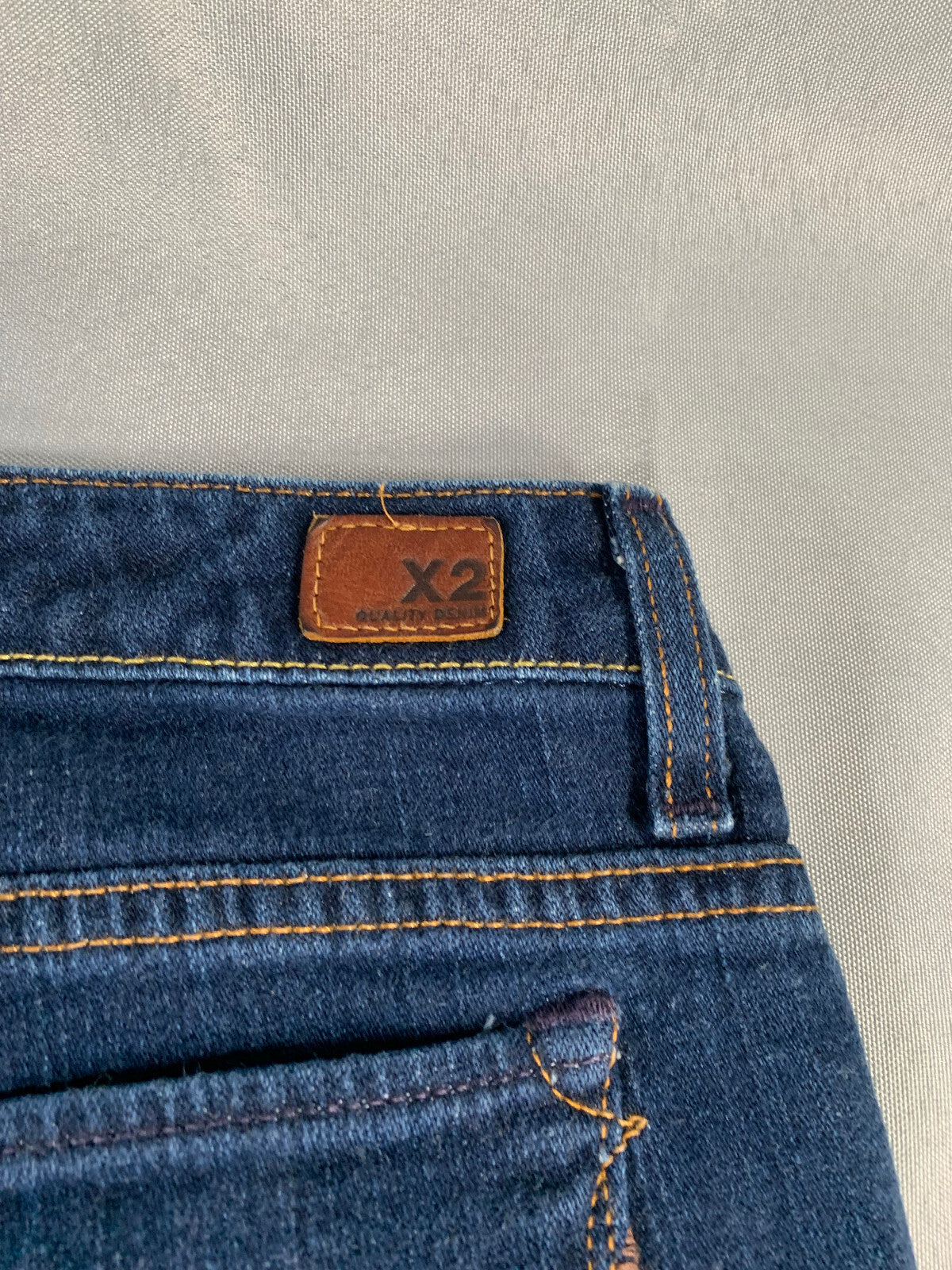 X2 Slim W10 Low Rise Flare Jeans Dark Wash Stretch Bootcut Embroidered Pocket