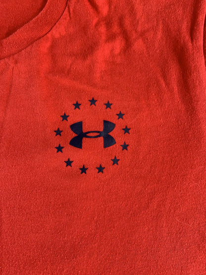 Under Armour Shirt Mens Small Red HeatGear Freedom Patriotic USA Flag Tee NWT