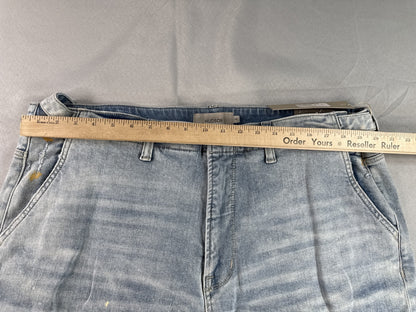 Hudson Cargo Pants Mens 40 Light Wash Denim Vintage Paint Splatter Distressed