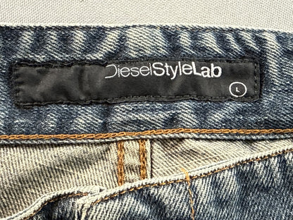 Diesel 737 Bermuda Shorts L Blue 100% Cotton Loose Distressed
