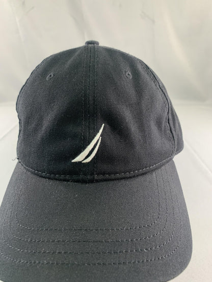 Nautica Hat Cap Strap Back Mens One Size Black Embroidered Sail Nautical Cotton