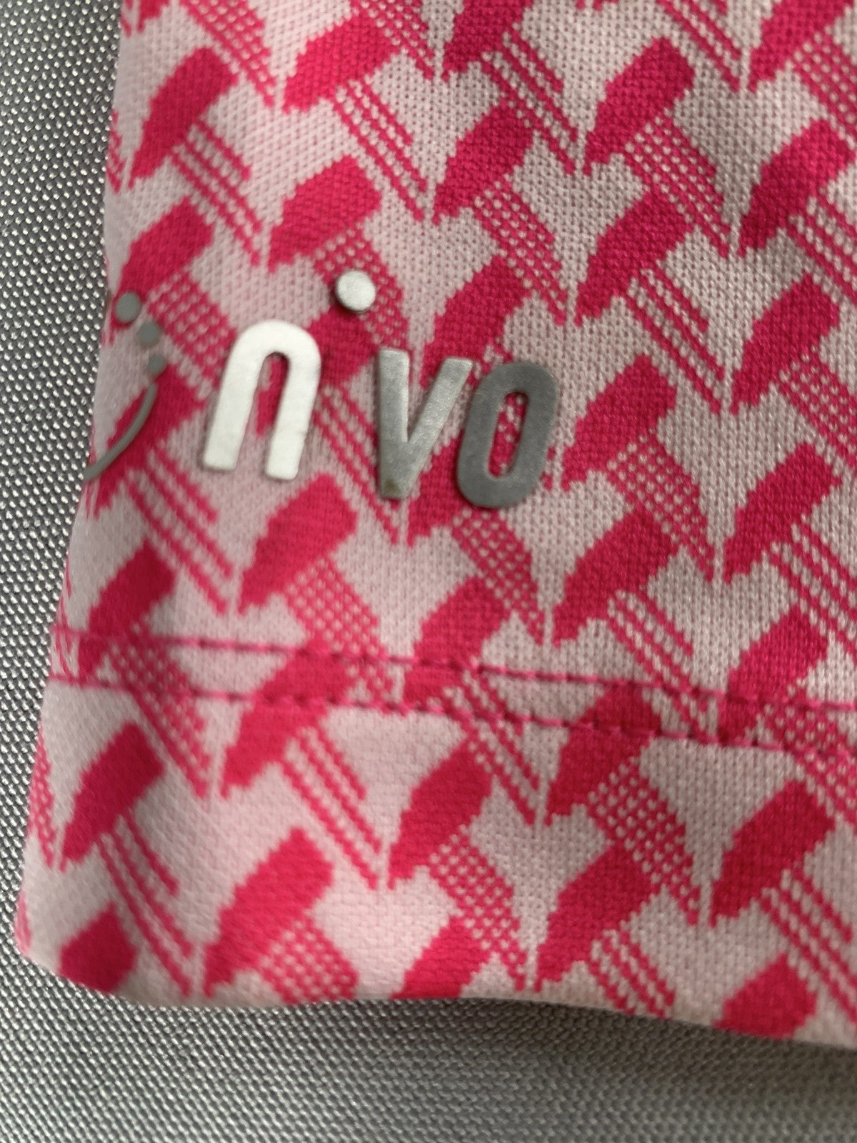 Nivo Polo Shirt Womens XL Pink White Geometric Golf Short Sleeve Quarter Zip