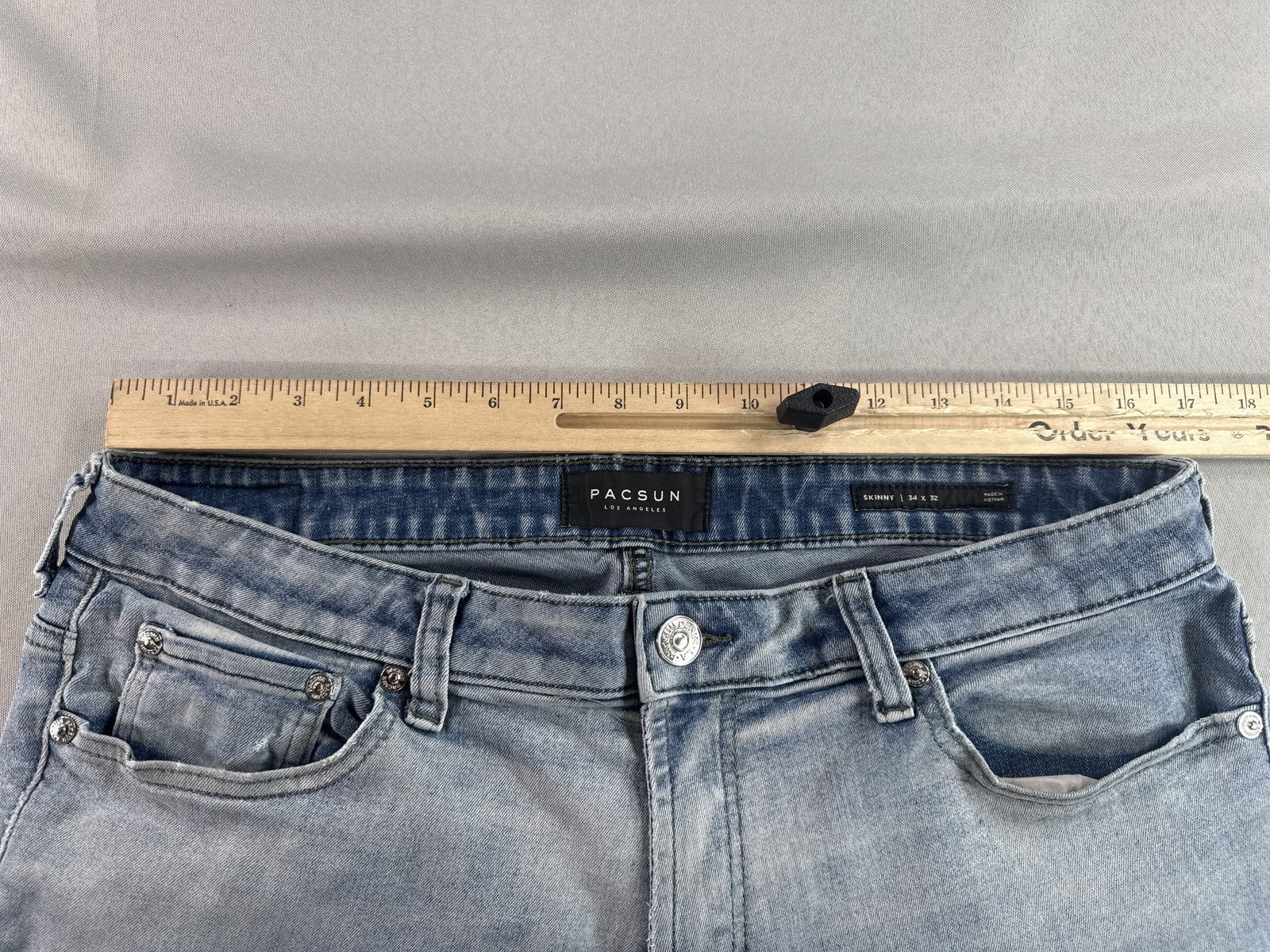 Pacsun Light Wash Skinny Jeans 34 x 32 Womens 34x32 Blue Denim Slim Fit Stretch