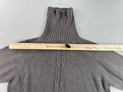 SAG HARBOR H03154 Cable Knit Turtleneck Sweater Unisex Medium Gray Relaxed Fit