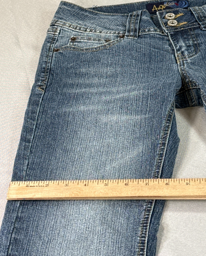 Angels Jeans Womens 5 Short Blue Flare Bootcut Stretch Low Rise Denim Pants