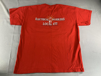 Electrical Workers Local 477 Shirt Mens XL Red Pocket Union Tee Made USA Cotton