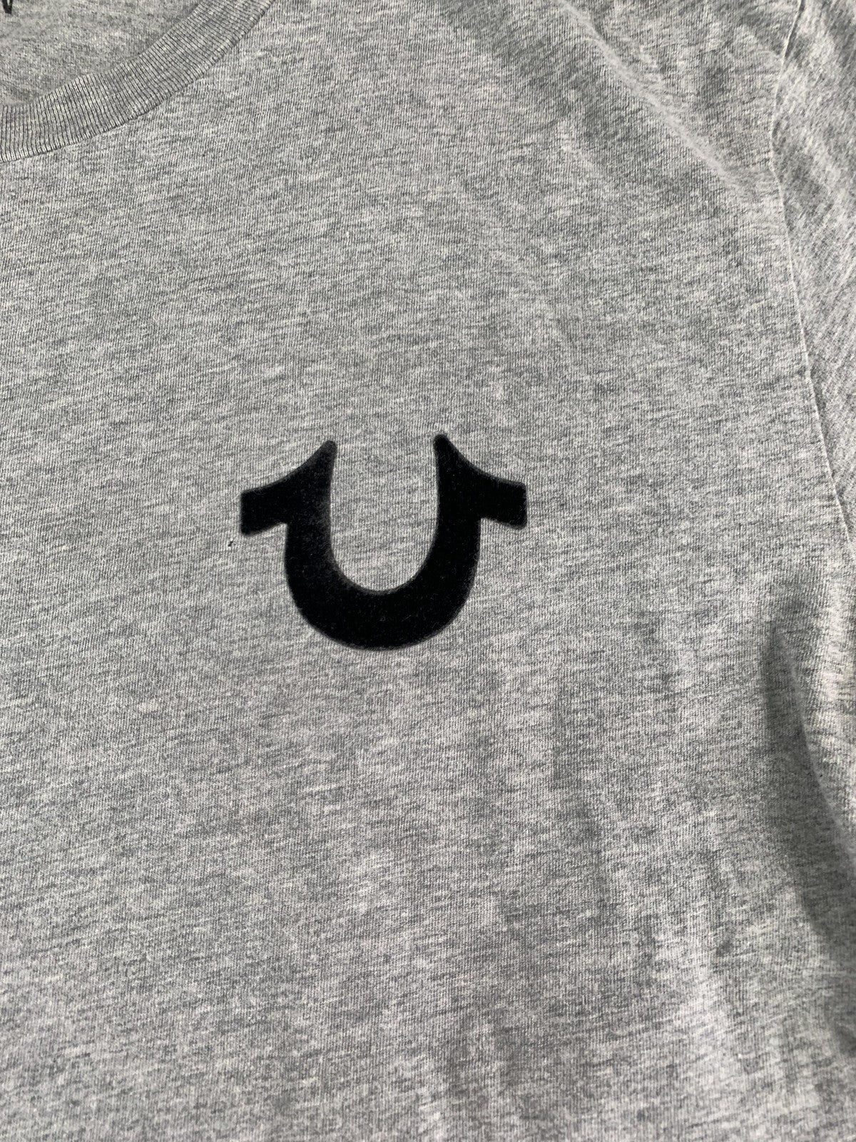 True Religion Shirt Mens Large Gray Graphic Tee Crafted With Pride Logo Cotton