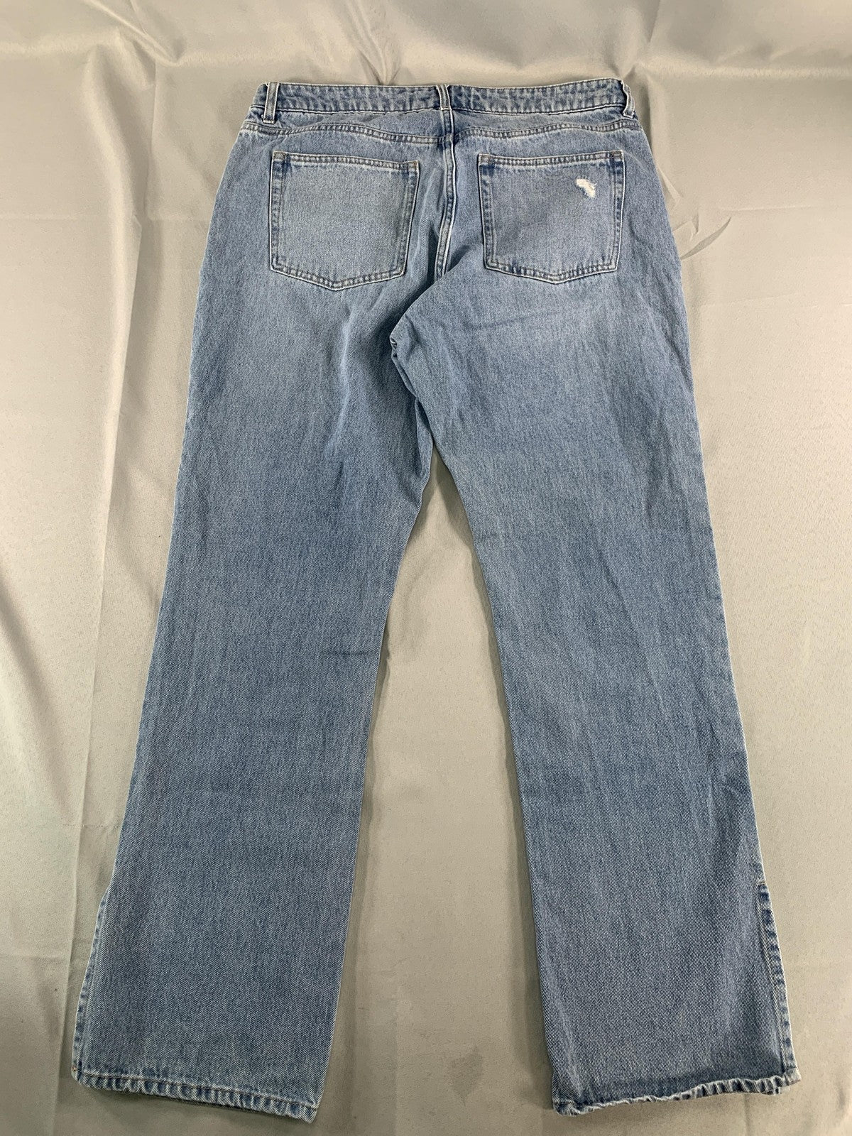 H&M Jeans Womens 12 Blue Straight Leg Distressed Denim Mid Rise Casual Pants