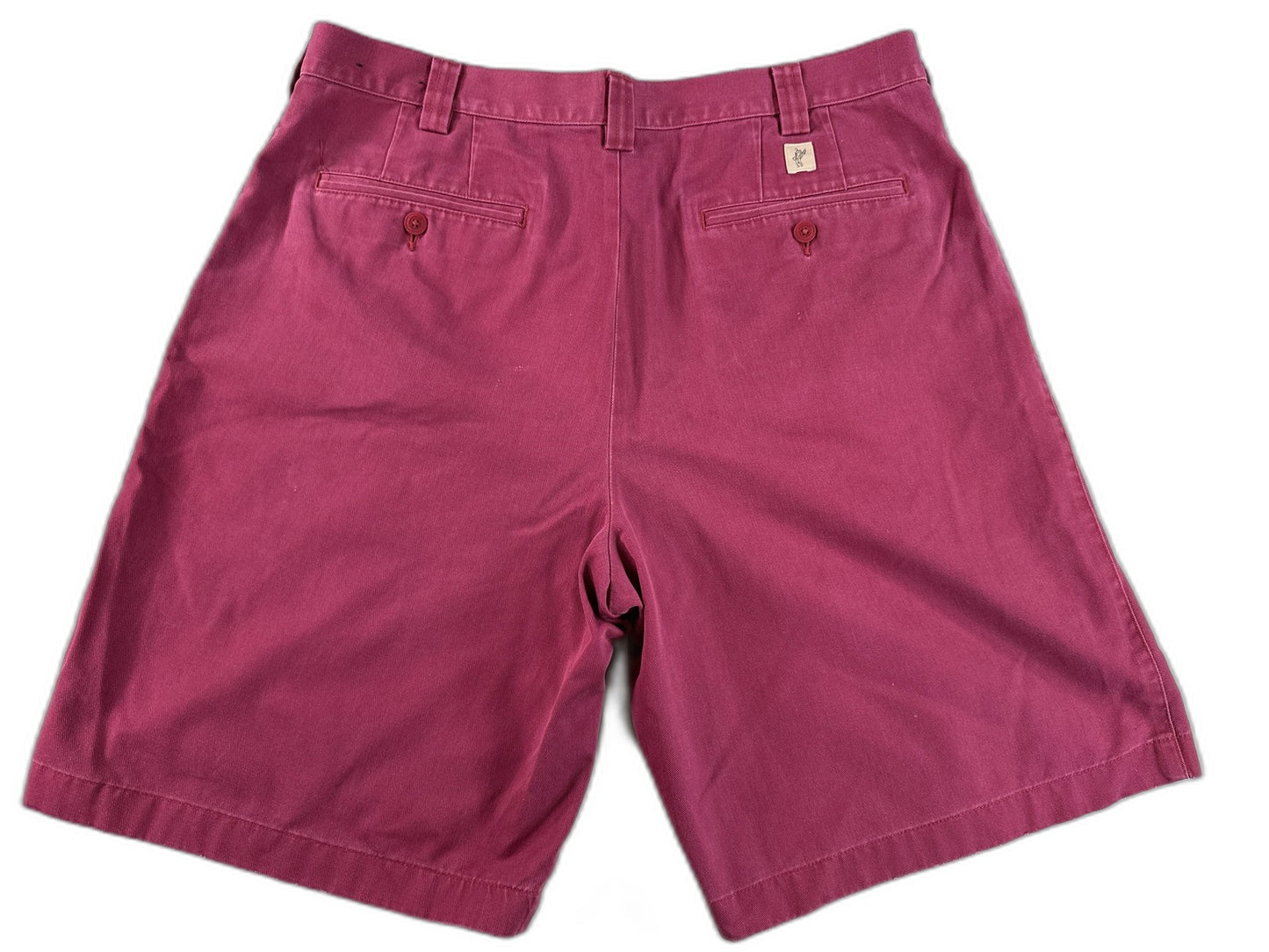 ASHWORTH AM 6174R Chino Shorts W36 Maroon 100% Cotton Pleated Thailand Golf