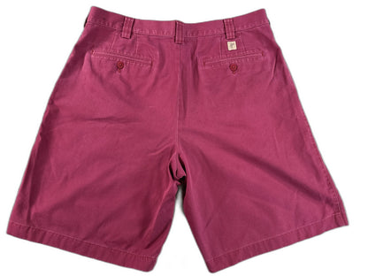 ASHWORTH AM 6174R Chino Shorts W36 Maroon 100% Cotton Pleated Thailand Golf