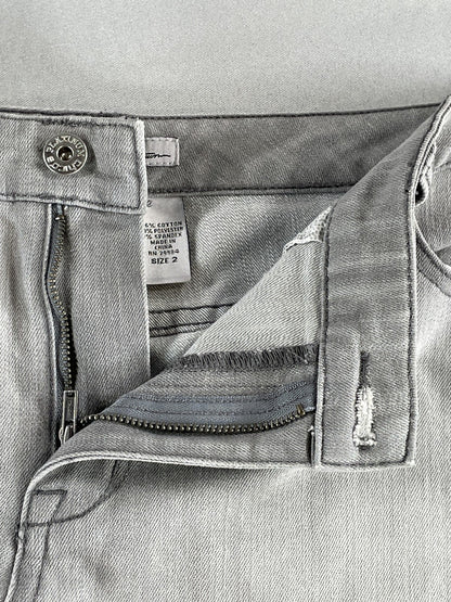Chicos Platinum Jeans Womens 2 Gray Cropped Denim Stretch Capri Pants Classic 66