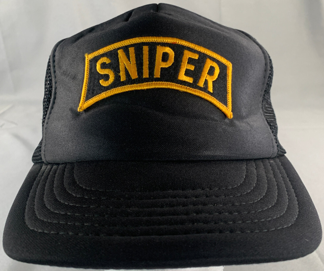 VTG Designer Award Sniper Black Mesh Snapback Trucker Hat Patch Military OSFA