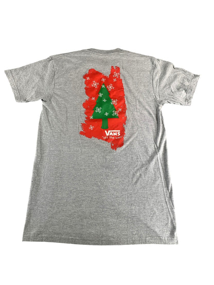 Vans Shirt Mens Medium Gray Christmas Tree Holiday Tee Snowflakes Skate Classic
