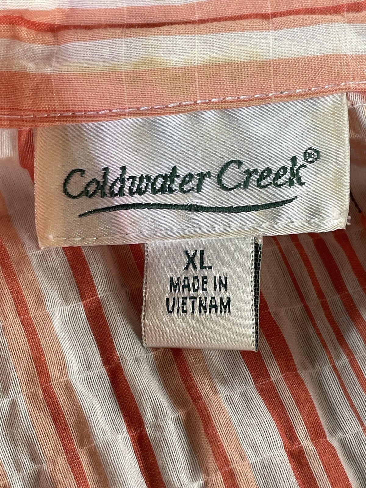 Coldwater Creek Shirt Womens XL Stripe Button Up Textured Blouse Casual Top