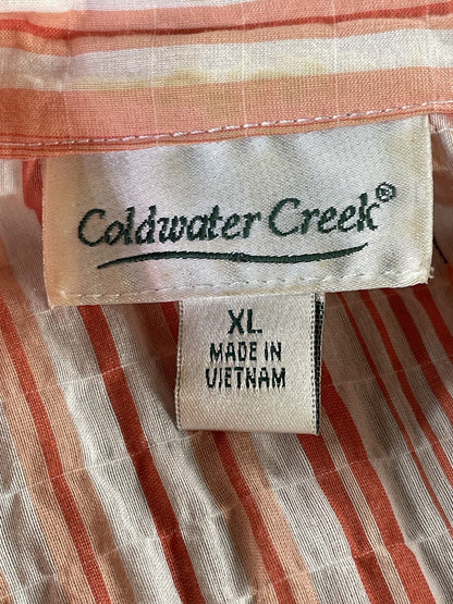 Coldwater Creek Shirt Womens XL Stripe Button Up Textured Blouse Casual Top