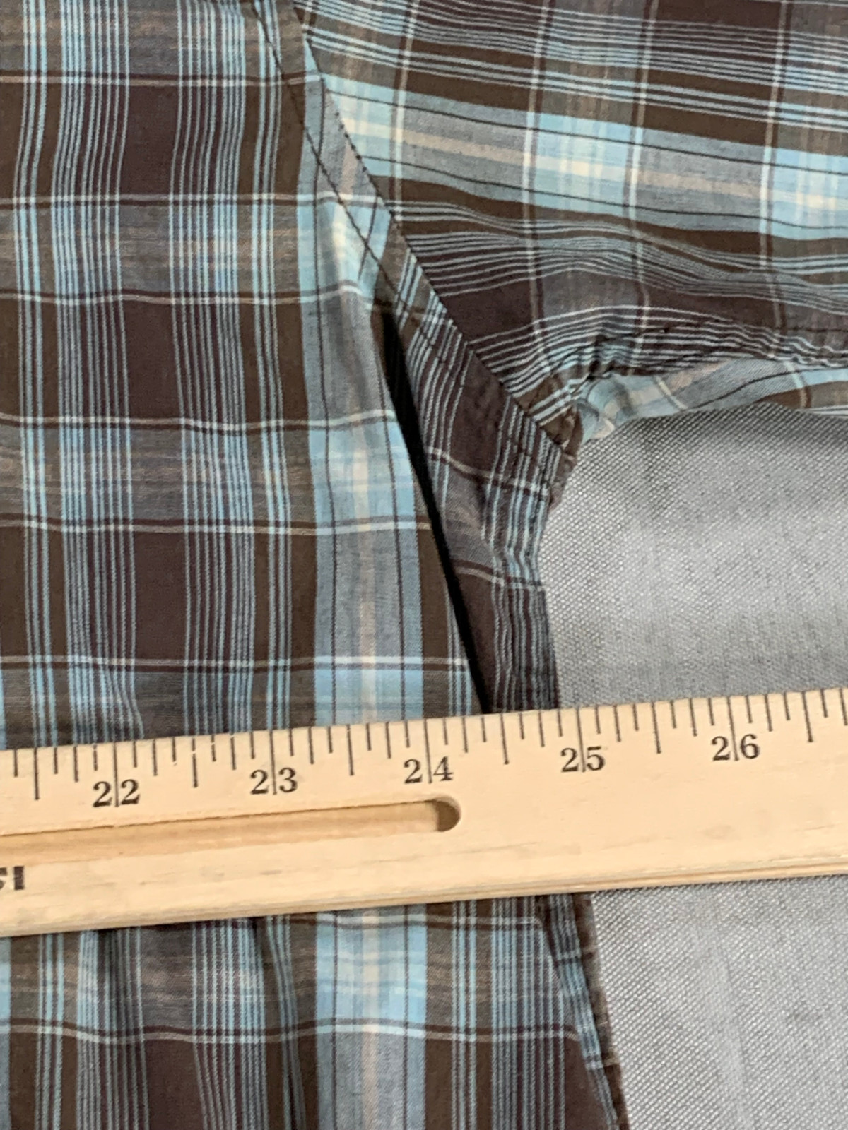 Beverly Hills Polo Club 3XL Plaid Shirt Brown Blue Button Up Western Pockets 141