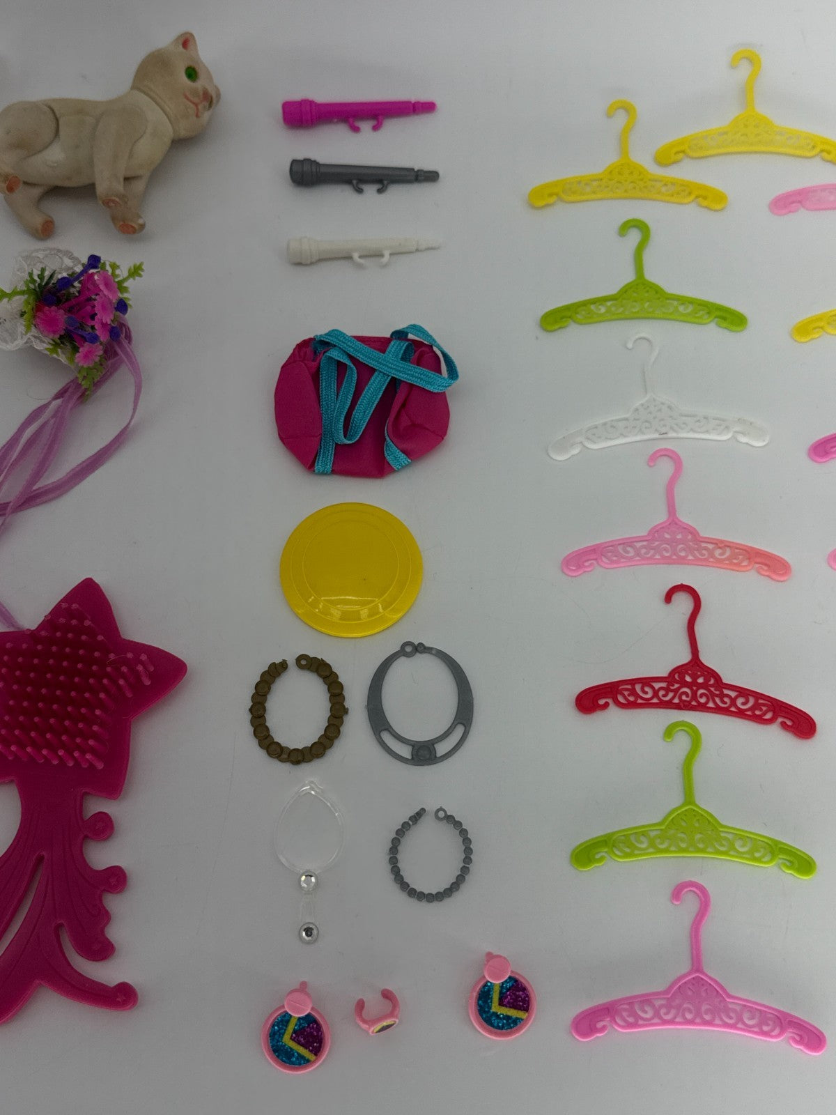 Barbie Doll Accessories Lot 60pc Hangers Purses Jewelry Cat Boombox Mirror 80s+