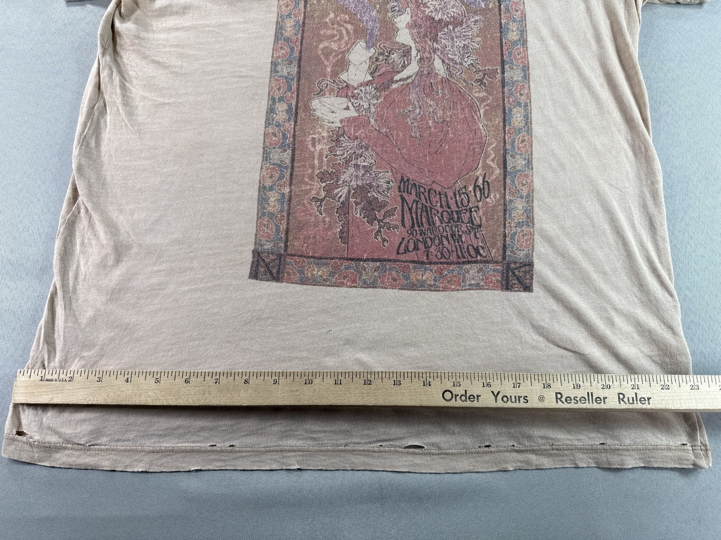 PINK FLOYD Marquee Graphic Tee Large Mens Beige Cotton Short Sleeve Regular Fit