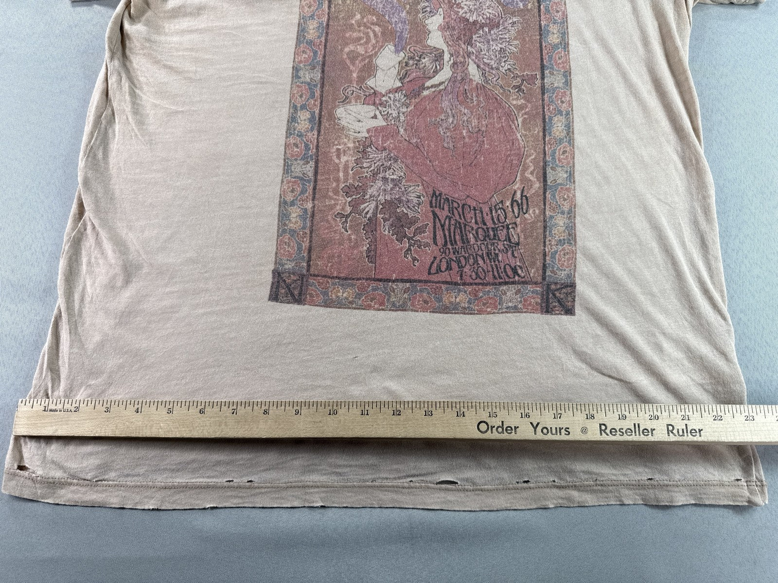 PINK FLOYD Marquee Graphic Tee Large Mens Beige Cotton Short Sleeve Regular Fit