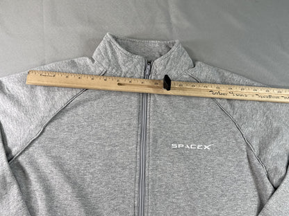 SpaceX Graphic Jacket Mens L Gray Full Zip Long Sleeve Collared Regular Fit Logo