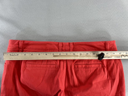 St Johns Bay Pants Womens 10 Red Cropped Capri Flat Front Casual Summer Chinos