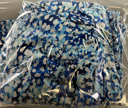 Woman Within Women 2X 22/24W Blue Abstract Print Button Down Blouse 3/4 Sleeve