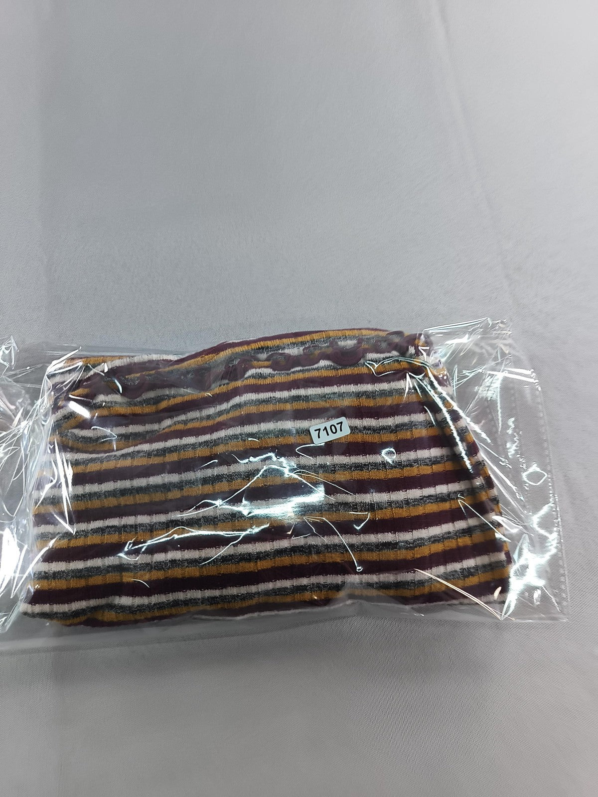 LOFT Shirt Womens XL Burgundy Mustard Striped Ribbed Lettuce Hem Scoop Neck 51