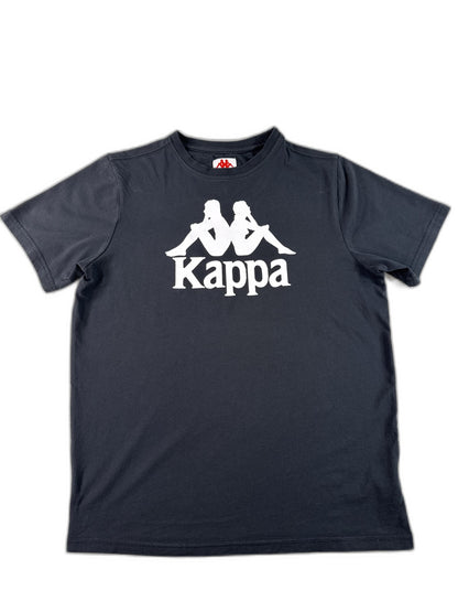Kappa Mens T-Shirt Small Black Big Logo Spell Out Omini Short Sleeve Tee