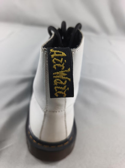 Dr. Martens 1460 Boots Womens Size 8 White Leather 8-Eye Lace Up Combat AirWair