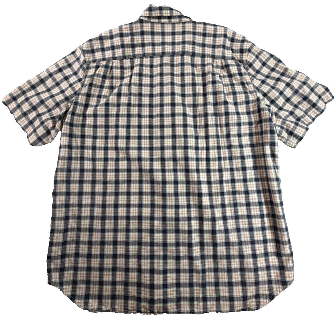 Carhartt Fort Short Sleeve Plaid Shirt Men XL Navy Tan 101158 Button Down Work
