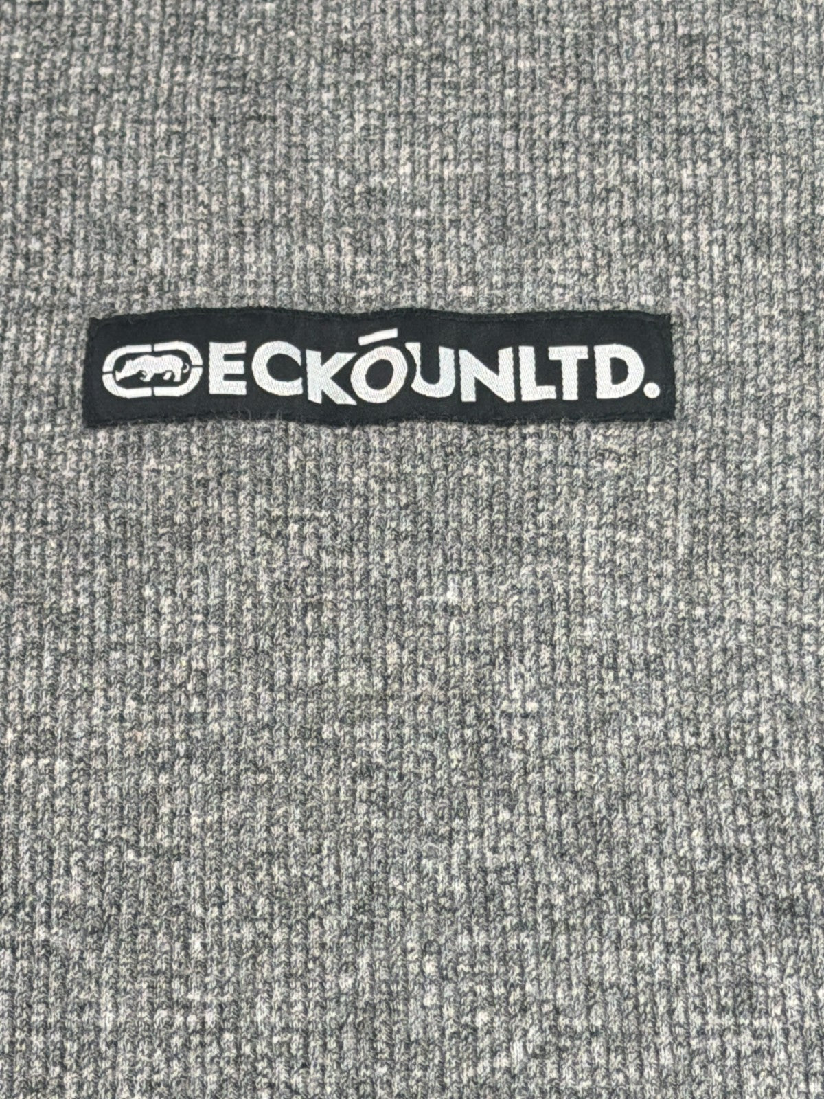 Ecko Unltd Thermal Long Sleeve Shirt Mens 3XL Gray Black Colorblock Waffle Knit