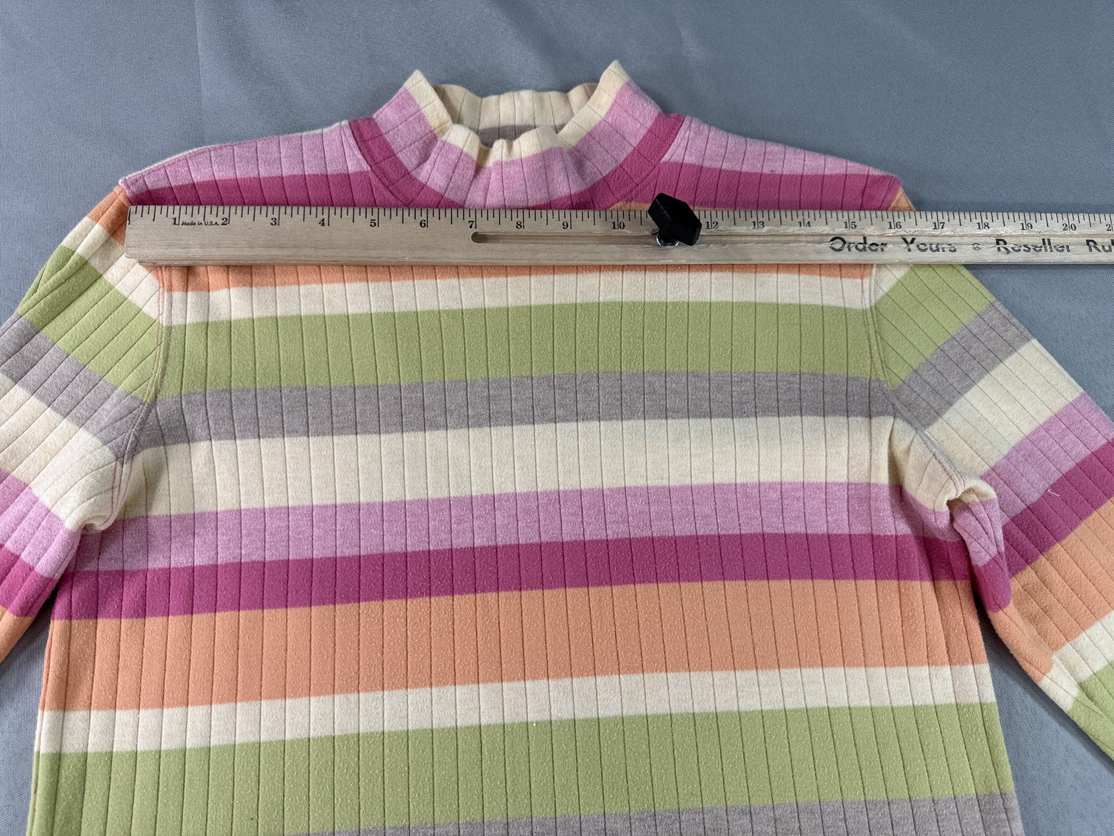 Talbots Striped Pullover Sweater Womens S Multicolor 100% Cotton High Neck Long