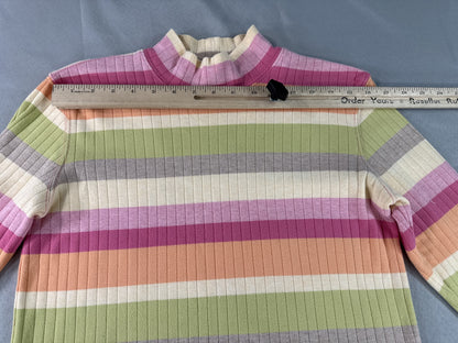 Talbots Striped Pullover Sweater Womens S Multicolor 100% Cotton High Neck Long