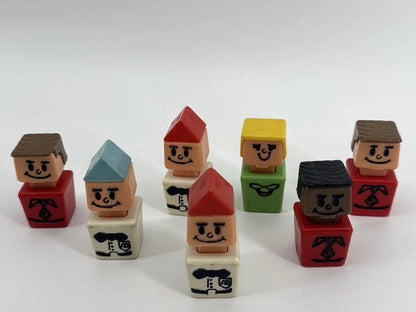 Playskool 1970s Blockhead Square Little People Lot of 7 7 Playskool Apparel NWT