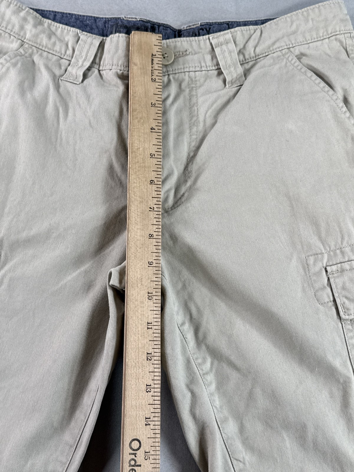LECAVY Cargo Shorts 28 Khaki Regular Fit Chino Cotton Pockets Outdoor Pants