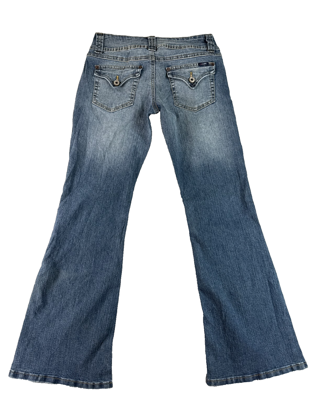Angels Jeans Womens 5 Short Blue Flare Bootcut Stretch Low Rise Denim Pants