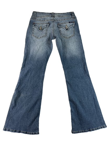 Angels Jeans Womens 5 Short Blue Flare Bootcut Stretch Low Rise Denim Pants
